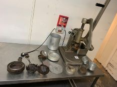 John Hunt Bolton Medium Champion Manual Pie Press Complete with Tooling as Illustrated, Please Note: