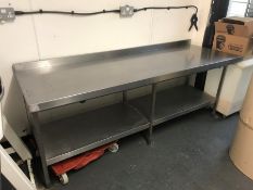 Stainless Steel 2-tier Preparation Table with Upstand , 2100 x 760 x 830(h)mm,