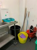 Quantity of Cleaning Sundries & Wall Mounted Metal First Aid Cabinet