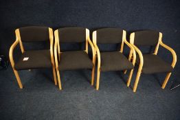 4no. Timber Framed Black Upholstered Stackable Chairs