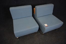 2no. Matching Cushioned Reception Chairs with Timber Storage Unit, Chrome Legs and 1no. Built In