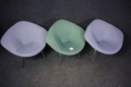 3no. Metal Frame Lounge Chairs