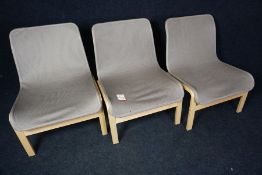 3no. Timber Frame Lounge Chairs