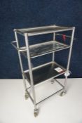 Stainless Steel 3-tier Trolley with Removable Shelves, 380 x 240 x 760mm