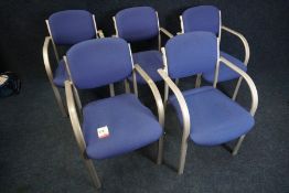 5no. Metal Framed Blue Upholstered Chairs