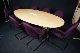 Timber Boardroom Table 2400 x 1200mm with 8no. Cantilever Armchairs