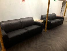 2no. Faux Leather Sofas and 2no. Side Tables as Lotted. Collection Strictly 09:30 - 15:30 Tuesday 24