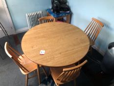 Circular Timber Table with Hinged Ends and 4no. Farmhouse Style Chairs as Lotted. Collection