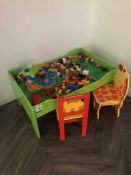 Childrens Play Table, 2no. Chairs and Lego Blocks. Collection Strictly 09:30 - 15:30 Tuesday 24