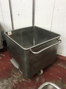 Stainless Steel Mobile Tote Bin, 660 x 660 x 500mm