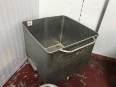 Stainless Steel Mobile Tote Bin, 660 x 660 x 500mm