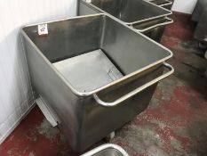 Stainless Steel Mobile Tote Bin, 660 x 660 x 500mm