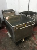 Stainless Steel Mobile Tote Bin, 660 x 660 x 500mm