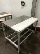 Aluminium Framed Cutting Table with Stainless Steel Topped Section, Cutting Section: 1170 x 300mm,