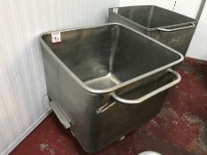 Stainless Steel Mobile Tote Bin, 660 x 660 x 500mm