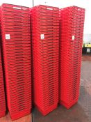 40no. Red Unused Plastic Stacking Crates