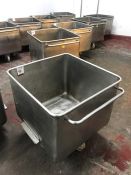 Stainless Steel Mobile Tote Bin, 660 x 660 x 500mm