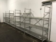 5no. Bays of Aluminium Shelving Comprising; 6no. End Frames 2010 x 560mm, 16no. Shelves 490 x