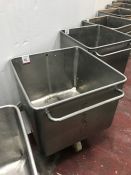 Stainless Steel Mobile Tote Bin, 660 x 660 x 500mm