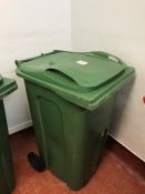 Green Plastic Wheelie Bin, Note: There are Holes in the Bottom of the Bins