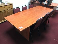 Walnut Effect Boardroom Table 2000 x 900mm Complete with 6no. Tweed Upholstered Chairs,