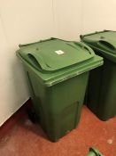 Green Plastic Wheelie Bin, Note: There are Holes in the Bottom of the Bins