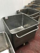 Stainless Steel Mobile Tote Bin, 660 x 660 x 500mm