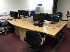 4-Pod Beech Effect Desks, Complete With; 4no. Mobile Office Chairs Complete with 6no. Various