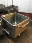 Stainless Steel Mobile Tote Bin, 660 x 660 x 500mm