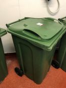 Green Plastic Wheelie Bin, Note: There are Holes in the Bottom of the Bins