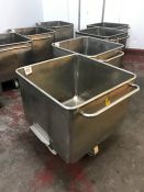 Stainless Steel Mobile Tote Bin, 660 x 660 x 500mm