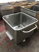 Stainless Steel Mobile Tote Bin, 570 x 570 x 420mm