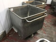 Stainless Steel Mobile Tote Bin, 660 x 660 x 500mm