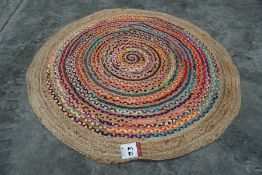 Circular Multicoloured Spiral Floor Rug 1200mm dia