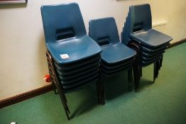 17no Blue Plastic Stacking Chairs, Lot Located in Block: 3 Room: 3 (1st Floor)