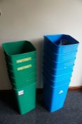 6no. Green Plastic Bins and 7no. Blue Plastic Bins as Lotted, Lot Located in Block: 1 Ground Floor