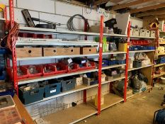 Contents of 3 Shelving Units & Shelves, Lot Located In; Tool Shed