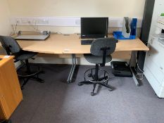 2no. Beech Effect Curved Workstation (damaged), Lot Located In; MAIN BUILDING, 1st Floor, Rooms