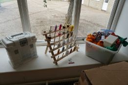 Quantity of Needles, Cotton, Fabric, Storage Box and Rack, Lot Located in Block: 5 Room: 5