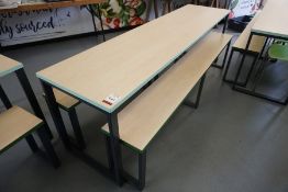 Metal-Frame Laminate Top Canteen Table 2400 x 600 mm with 2no. 6-Seater Metal-Frame Laminate