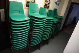 Approx 69no. Green Plastic Stacking Chairs, Lot Located in Block: 3 Corridor