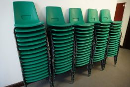 Approx 76no. Green Plastic Stacking Chairs, Lot Located in Block: 3 Corridor