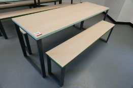 Metal-Frame Laminate Top Canteen Table 1800 x 600 mm with 2no. 4-Seater Metal-Frame Laminate