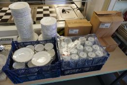 Quantity of Various Tea Cups, Mugs, and Saucers as Illustrated, Lot is Located Main Building,