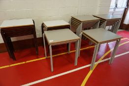 27no. Metal Frame Timber Top Exam Desks, Lot Located in Block: 3 Gymnasium