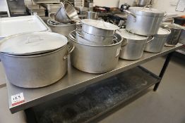 Quantity of Various Commercial Kitchen Pots and Lids as Illustrated, Lot is Located Main Building,