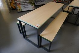 Metal-Frame Laminate Top Canteen Table 1800 x 600 mm with 2no. 4-Seater Metal-Frame Laminate