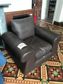 Brown Leather Single Seat Armchair, Lot is Located in Main Building, Ground Floor, Stairwell, Please