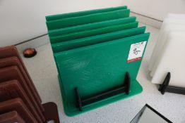 7no. Green Chopping Boards Complete with Stand, Lot Located in Block: 5 Room: 6