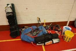 Quantity of Various Tennis Equipment Including Full Size Net, Lot Located in Block: 3 Room: